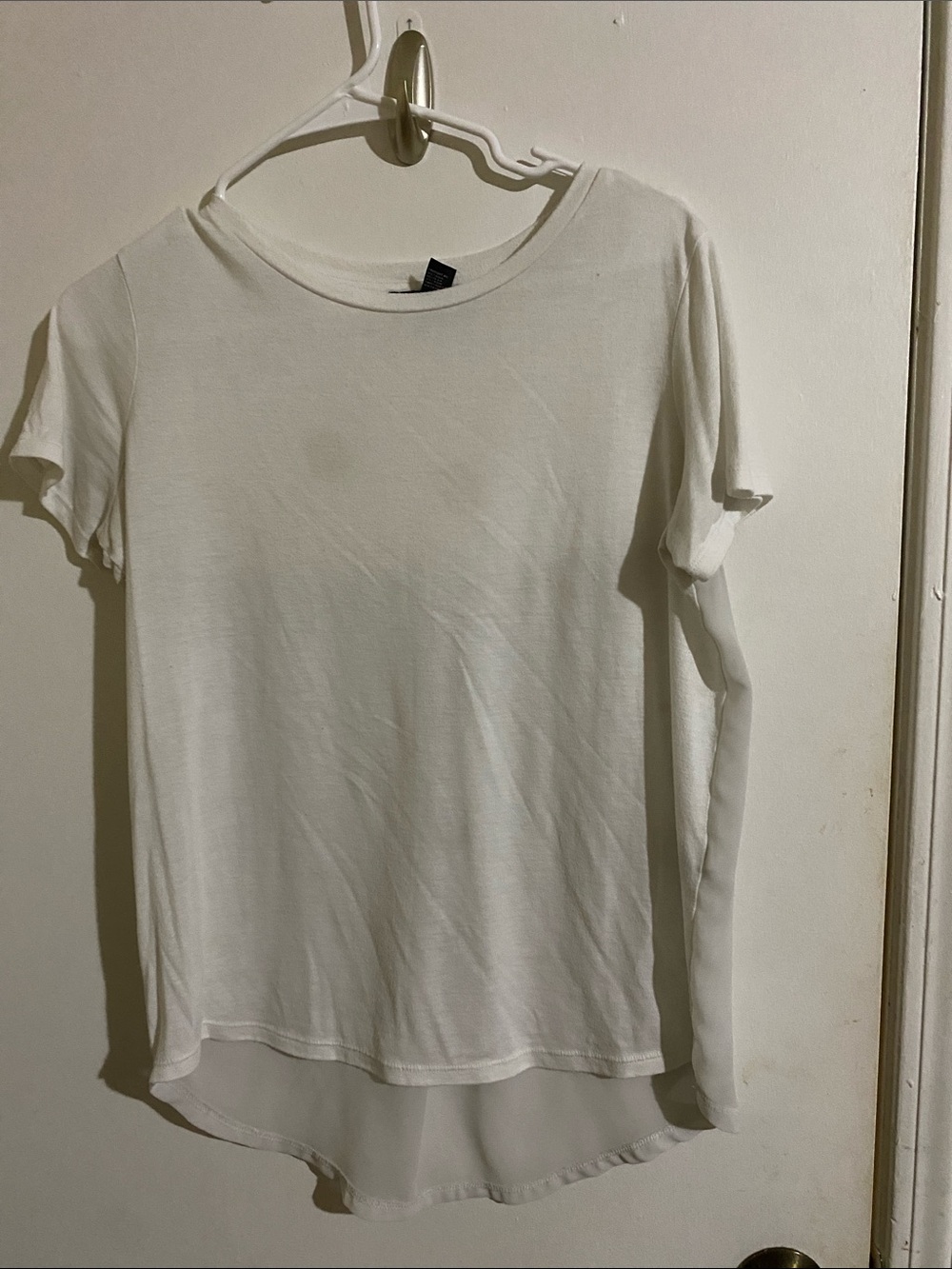 Forever 21 White Short-Sleeve High-Low Tee